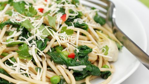 Spinach & Pea Super-fast Spaghetti